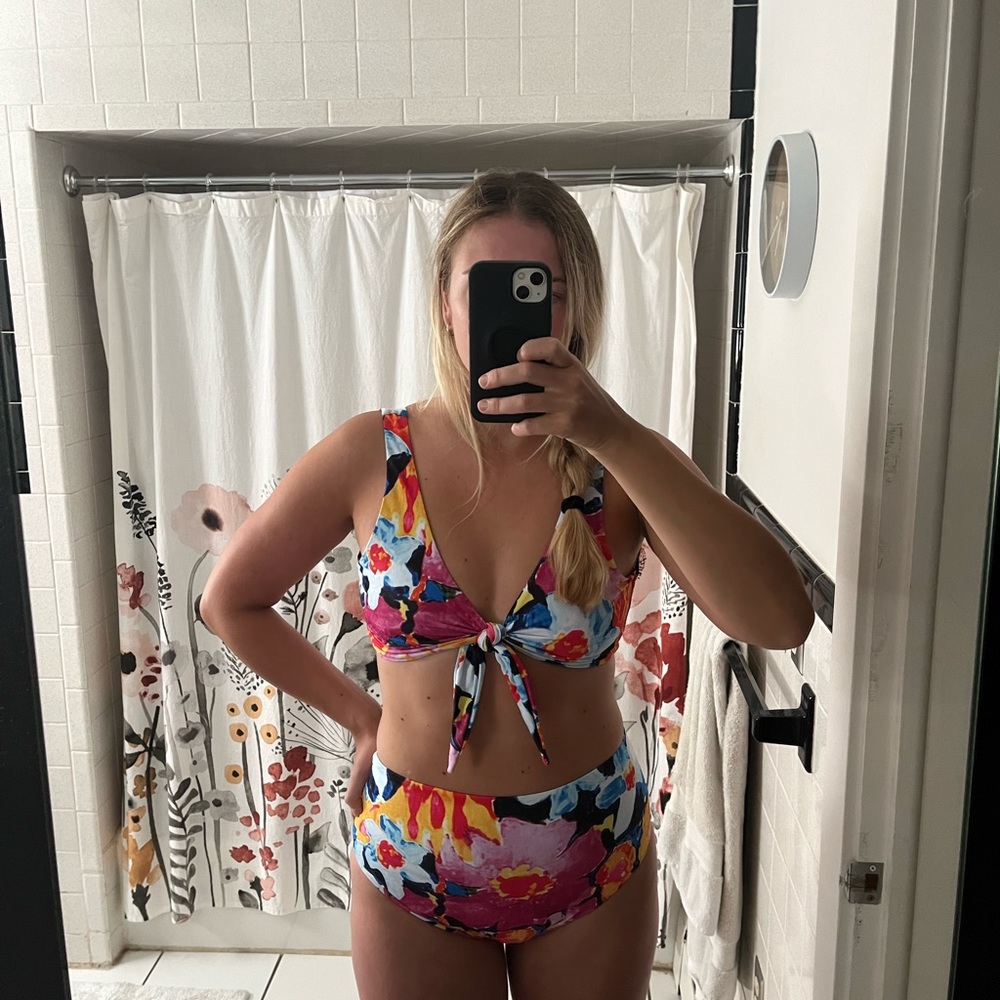 2 piece funky floral swim suit